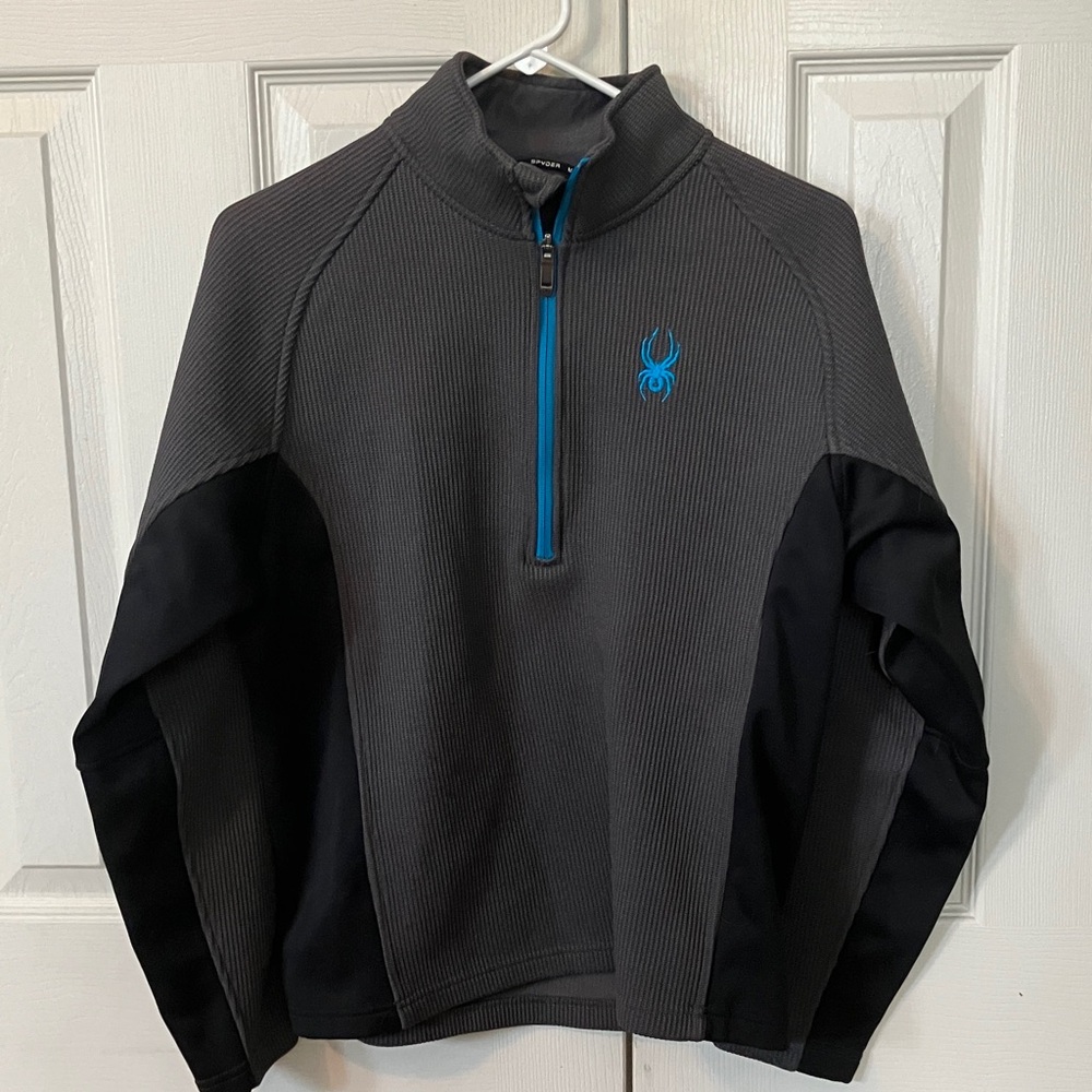 Spyder Men's Charcoal and Black Half Zip Sweater